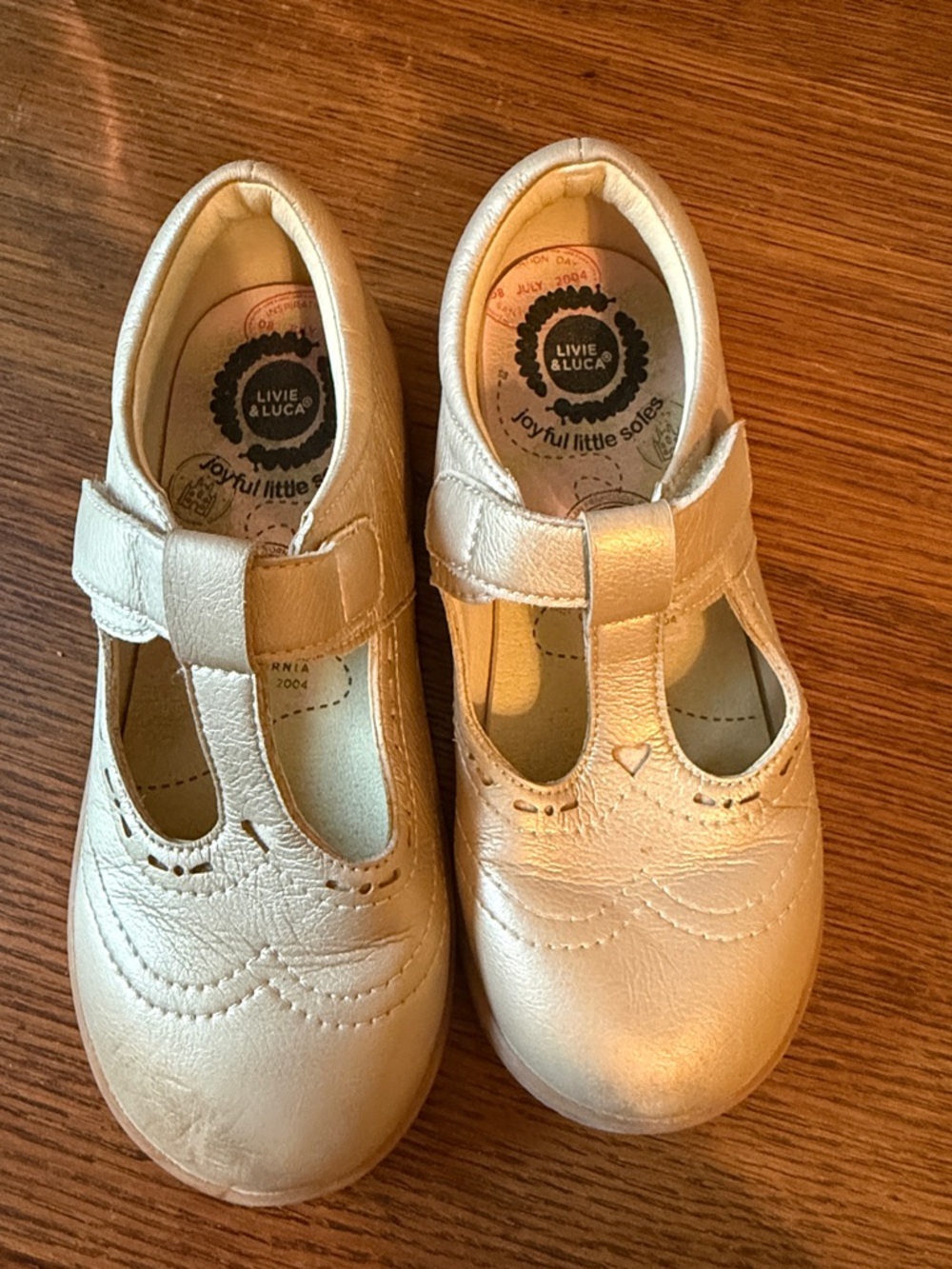 Livie & Luca Cream T-Strap Mary Jane Shoes for Kids